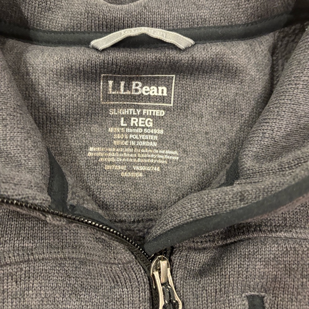 L.L. Bean Men's Charcoal Sweater Fleece Full Zip Jacket - Picture 5 of 8